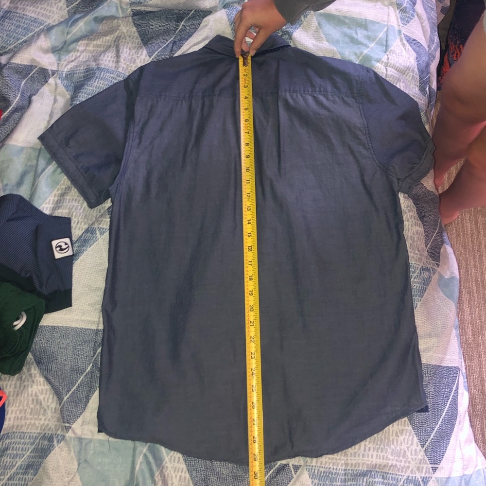 Navy Blue Short Sleeve Button Down Shirt - Picture 8 of 8